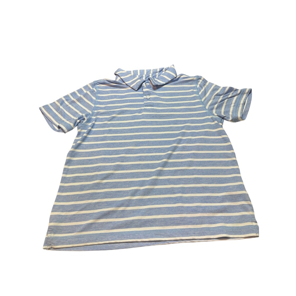 Hanna Andersson Kids Striped Polo Shirt Top - Blue & White - US 5 Preppy